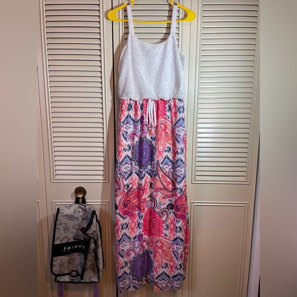 Faded Glory White and Pink Floral Dress